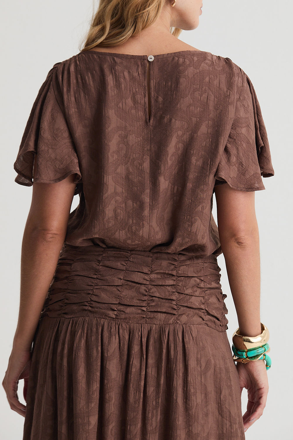 Brownシルク SAIA JACQUARD PAISLEY - MARROM | Pusco