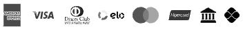 Visa, MasterCard, Diners, AMEX, ELO, Boleto e PIX